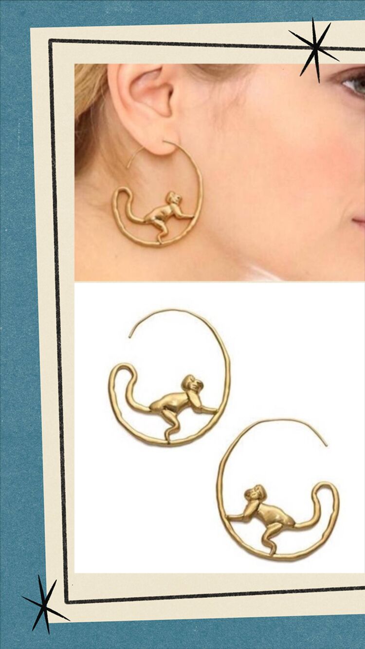 TORY BURCH Call of the Wild Monkey 2" Hoop Earrings